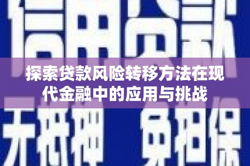 天河探索贷款风险转移方法在现代金融中的应用与挑战