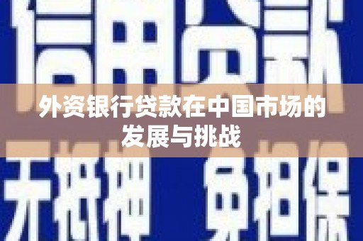天河外资银行贷款在中国市场的发展与挑战