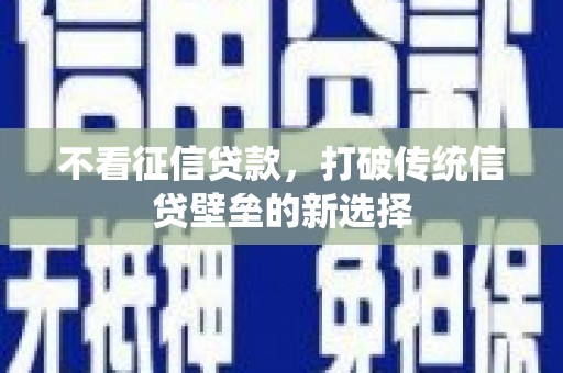 天河不看征信贷款，打破传统信贷壁垒的新选择