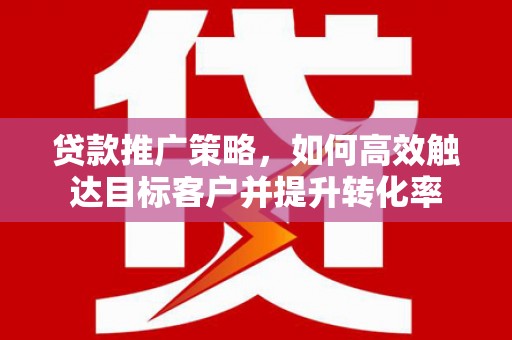 天河贷款推广策略，如何高效触达目标客户并提升转化率