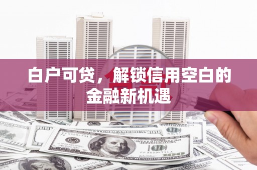 天河白户可贷，解锁信用空白的金融新机遇