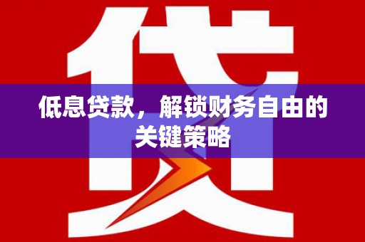 天河低息贷款，解锁财务自由的关键策略