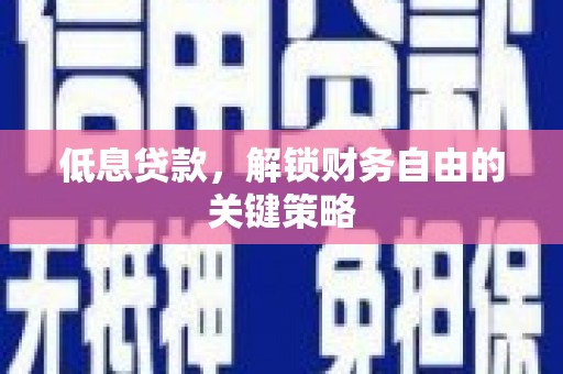 天河低息贷款，解锁财务自由的关键策略