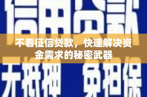 天河不看征信贷款，快速解决资金需求的秘密武器