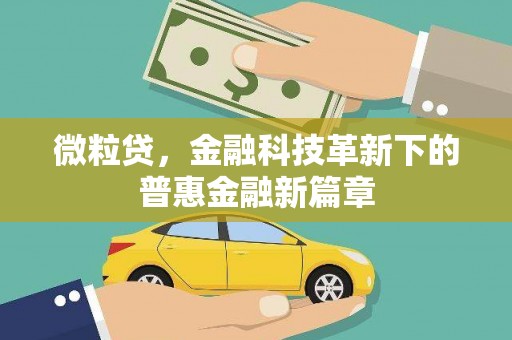 天河微粒贷，金融科技革新下的普惠金融新篇章