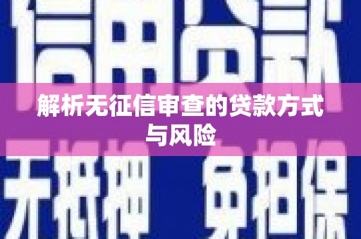 天河解析无征信审查的贷款方式与风险